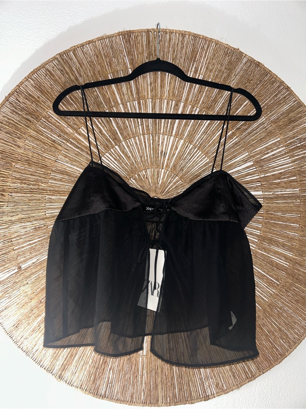 Zara Black Sheer Camisole Crop Top
